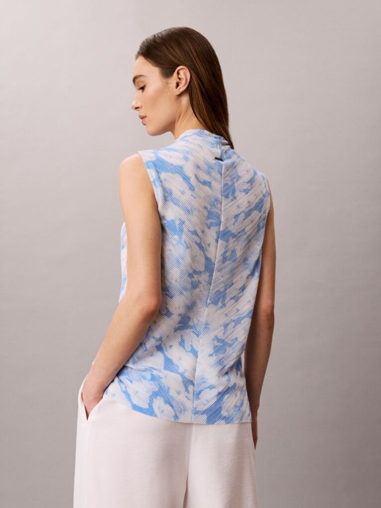 Multi Πλισέ Αμάνικο Τοπ Με Mock Neck Και Print  Γυναίκα