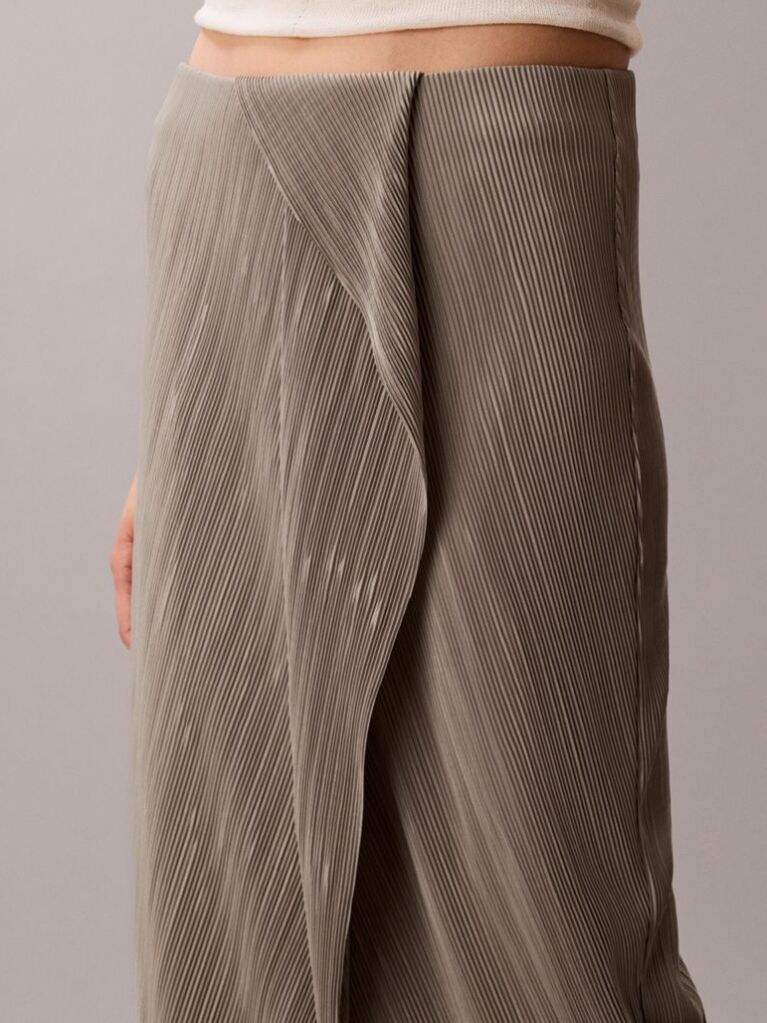 Καφέ Midi Φούστα Με Draped Πλισέ Σχέδιο  Γυναίκα