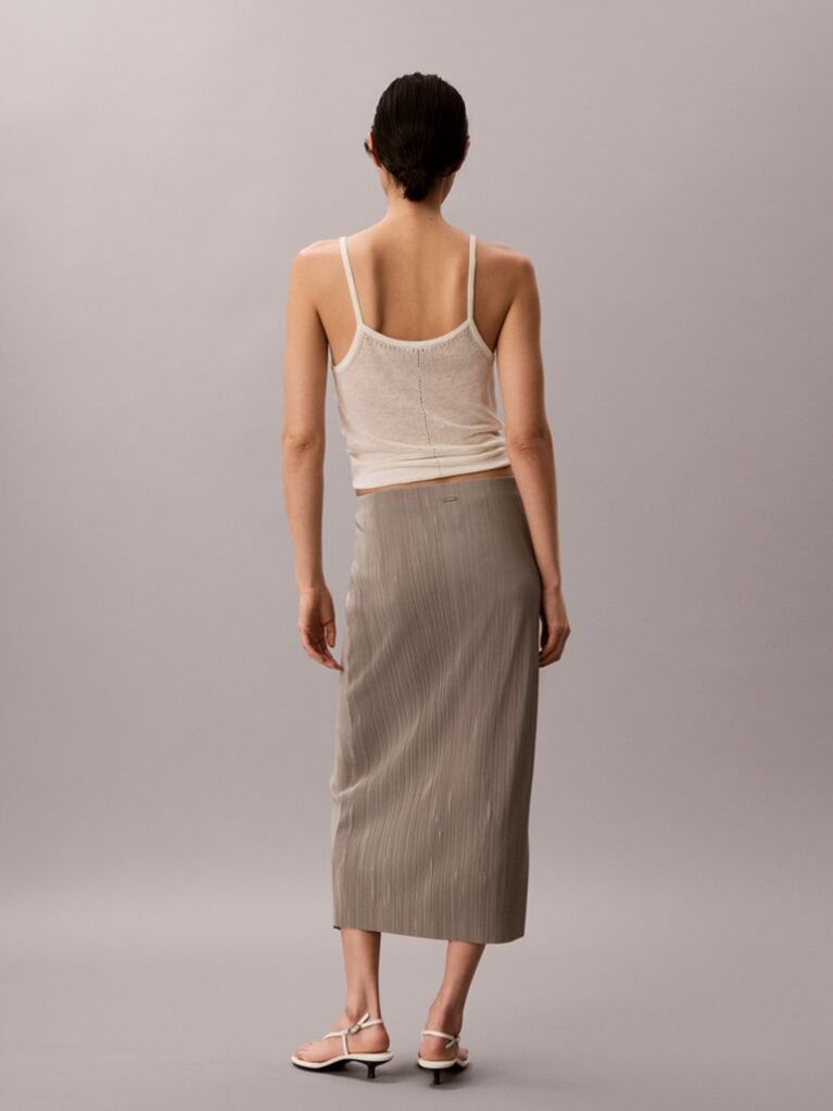 Καφέ Midi Φούστα Με Draped Πλισέ Σχέδιο  Γυναίκα