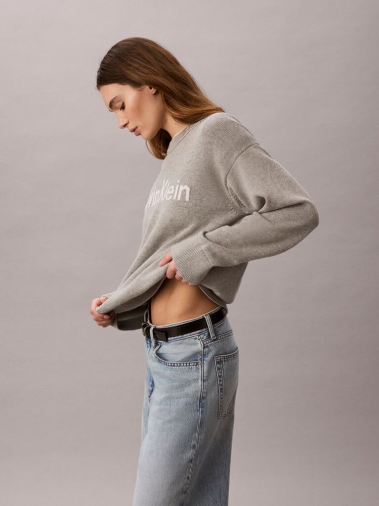 Grey Logo Graphic Relaxed Jumper  Women