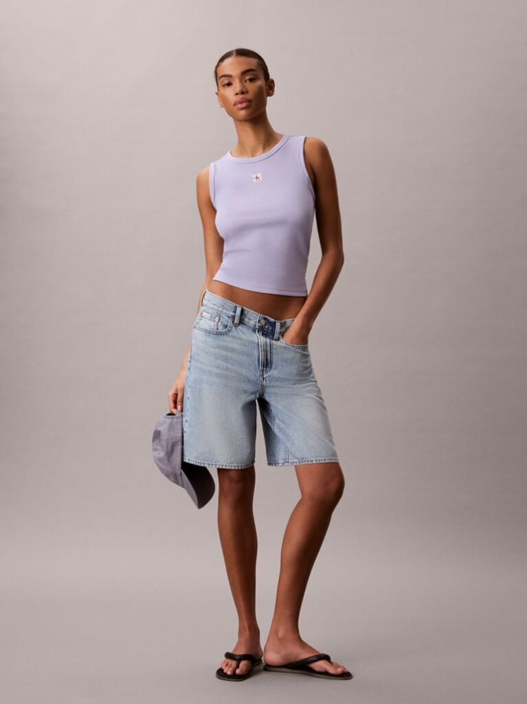 Purple Cotton Stretch Rib Tank Top  Women