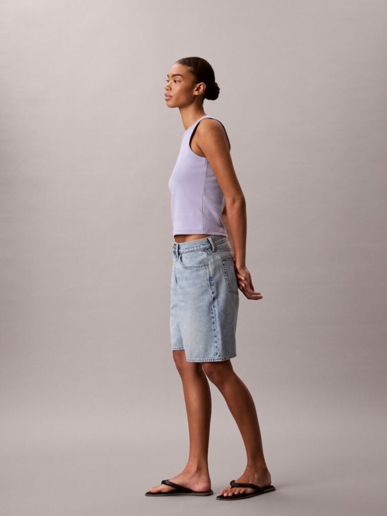 Purple Cotton Stretch Rib Tank Top  Women