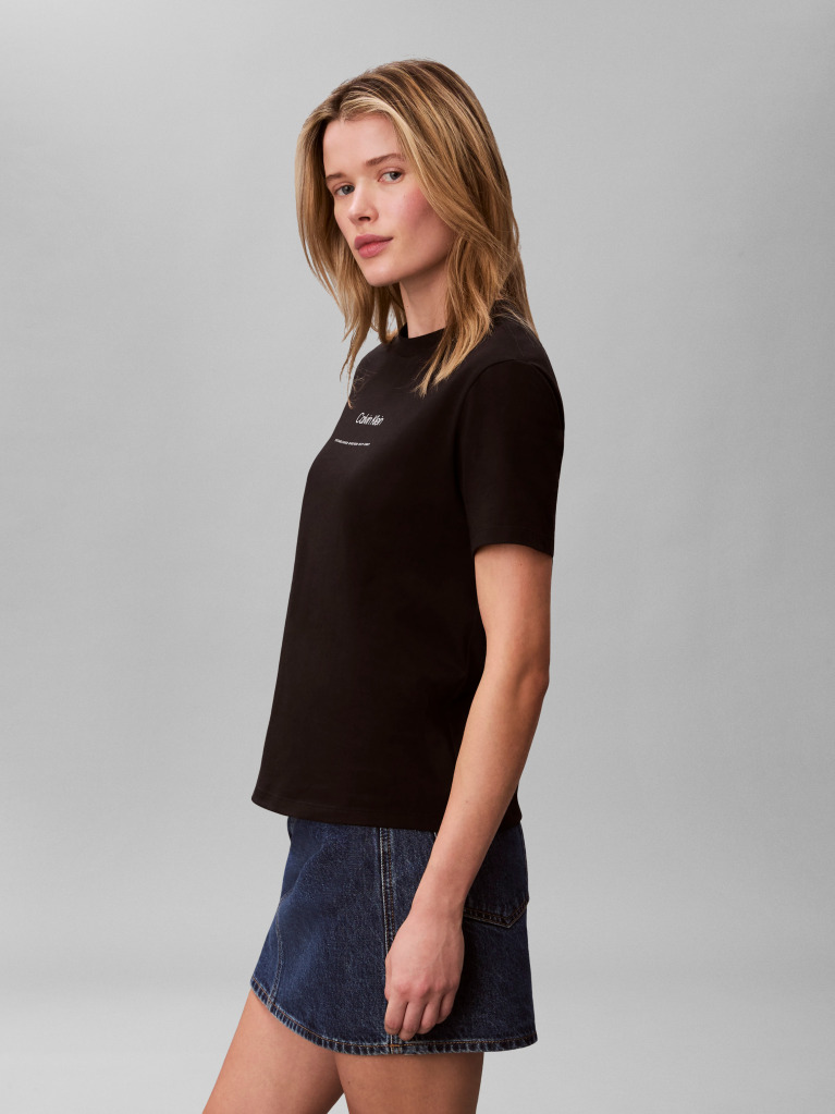 Μαύρο T-Shirt Με Λογότυπο  Γυναίκα