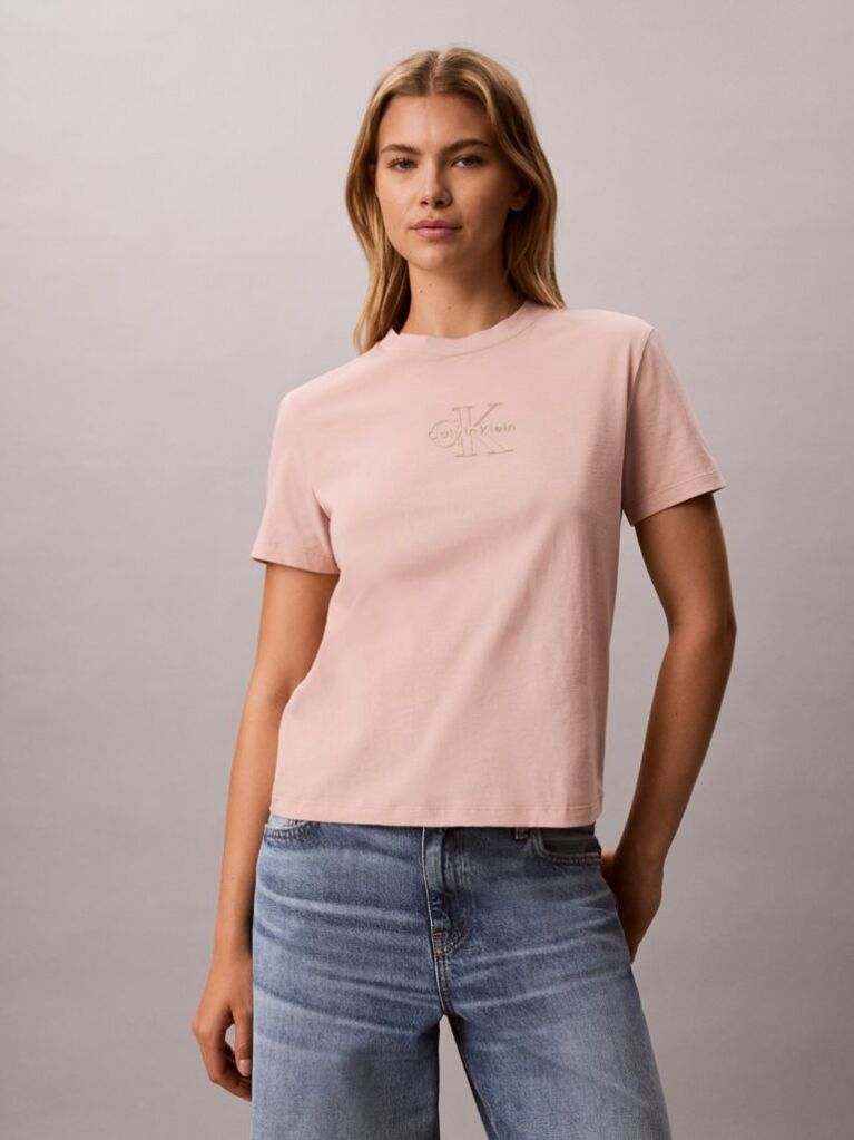 Orange Glossy Metallic Logo T-shirt  Women