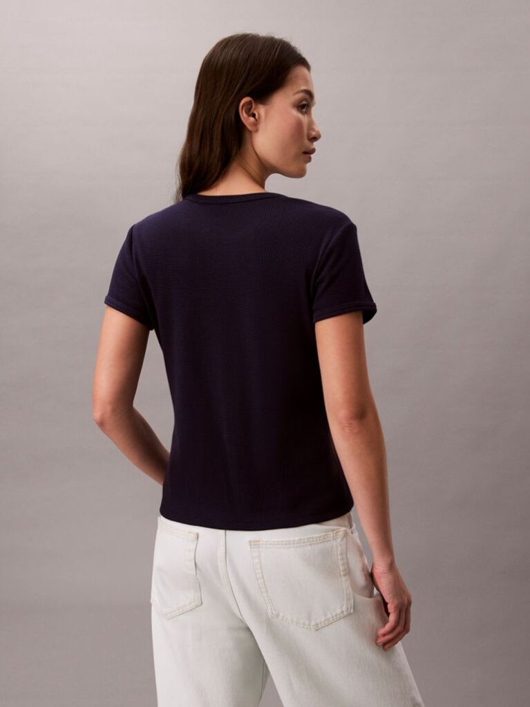 Μοβ Κοντομάνικο T-Shirt Με Slim Γραμμή Και  Μονόγραμμα  Γυναίκα