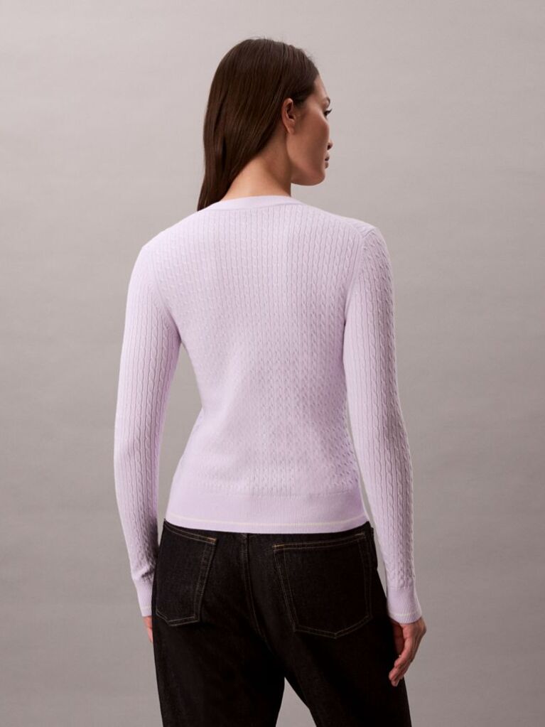 Purple Slim Cable Knit Cardigan  Women