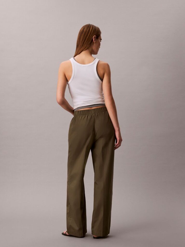 Beige Cotton Poplin Trousers  Women