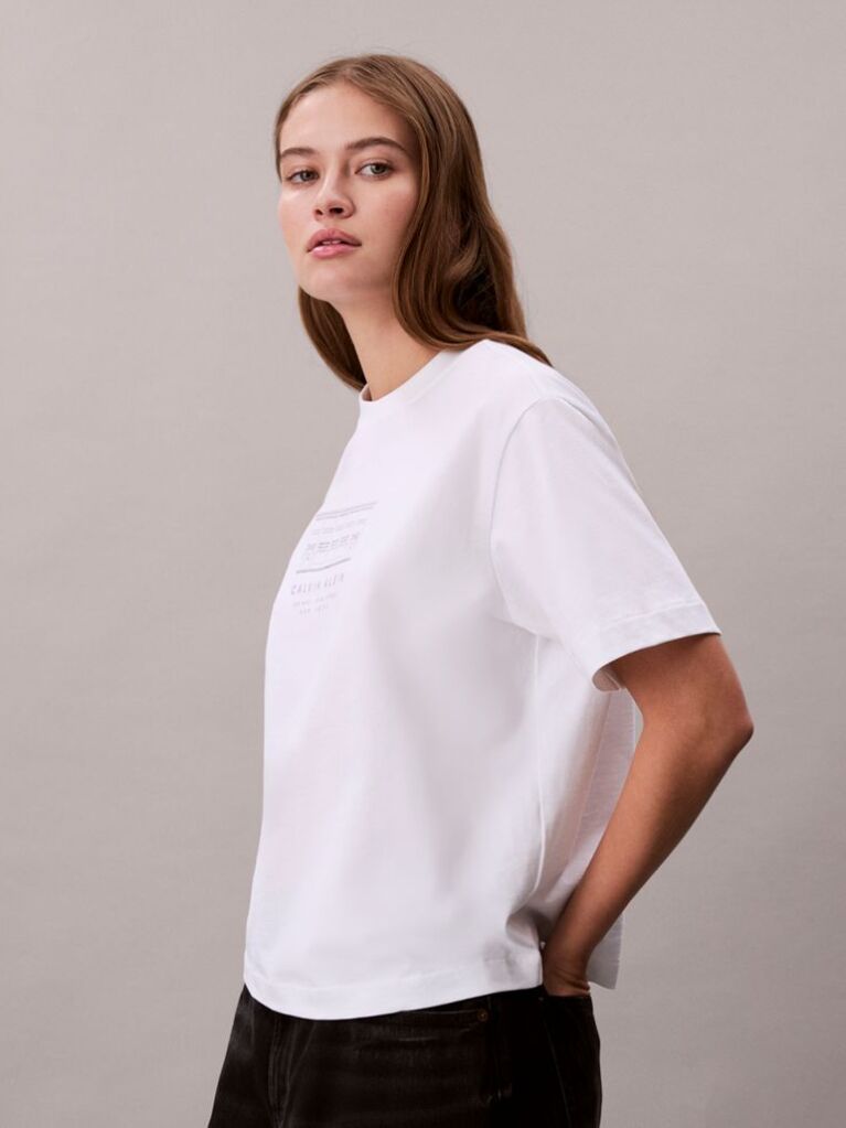 White Relaxed Embroidered Logo T-shirt  Women