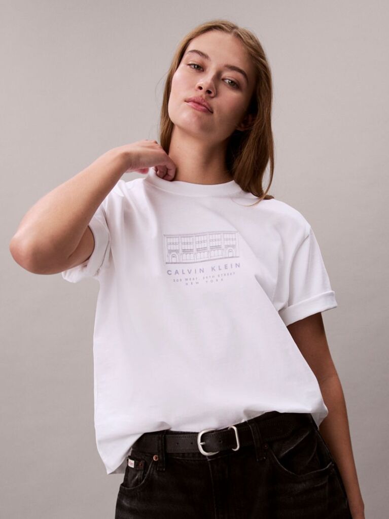 White Relaxed Embroidered Logo T-shirt  Women