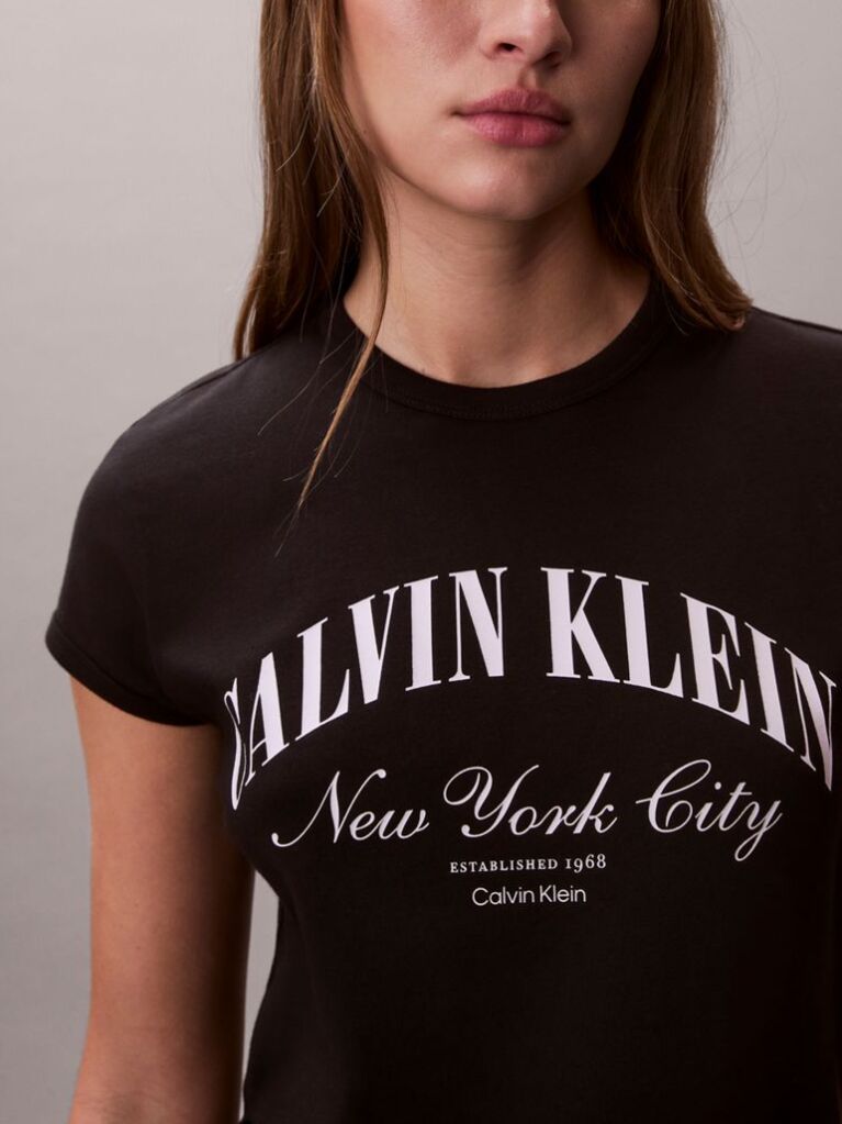 Black Slim Varsity Logo T-shirt  Women