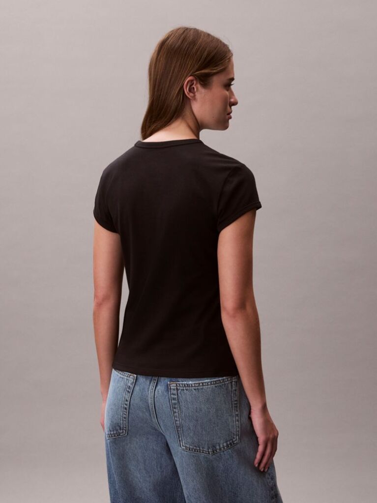 Black Slim Varsity Logo T-shirt  Women