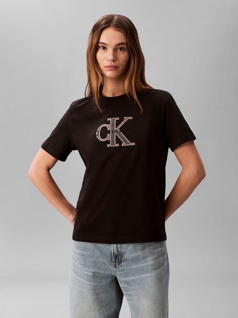 Μαύρο T-shirt Με Μονόγραμμα  Γυναίκα