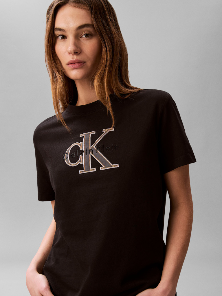 Μαύρο T-shirt Με Μονόγραμμα  Γυναίκα