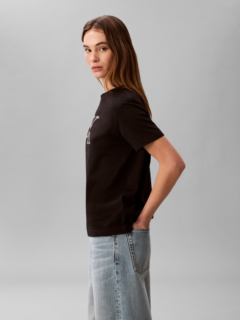 Μαύρο T-shirt Με Μονόγραμμα  Γυναίκα