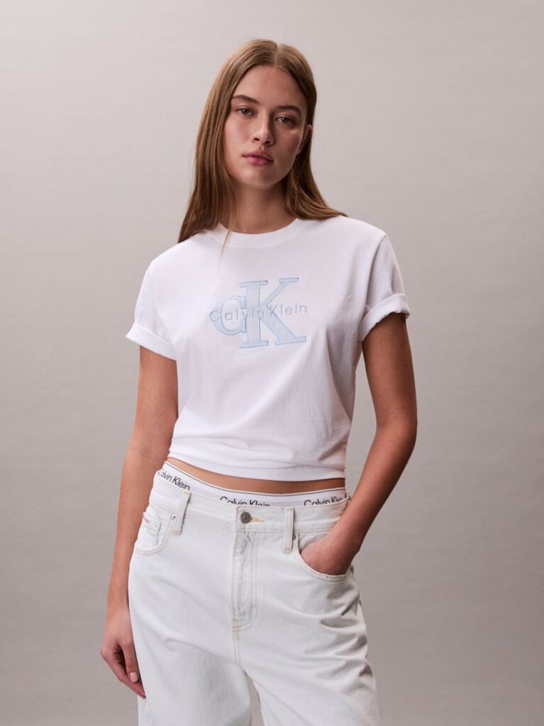 Λευκό T-shirt Με Μονόγραμμα  Γυναίκα