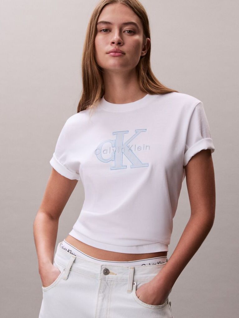 Λευκό T-shirt Με Μονόγραμμα  Γυναίκα