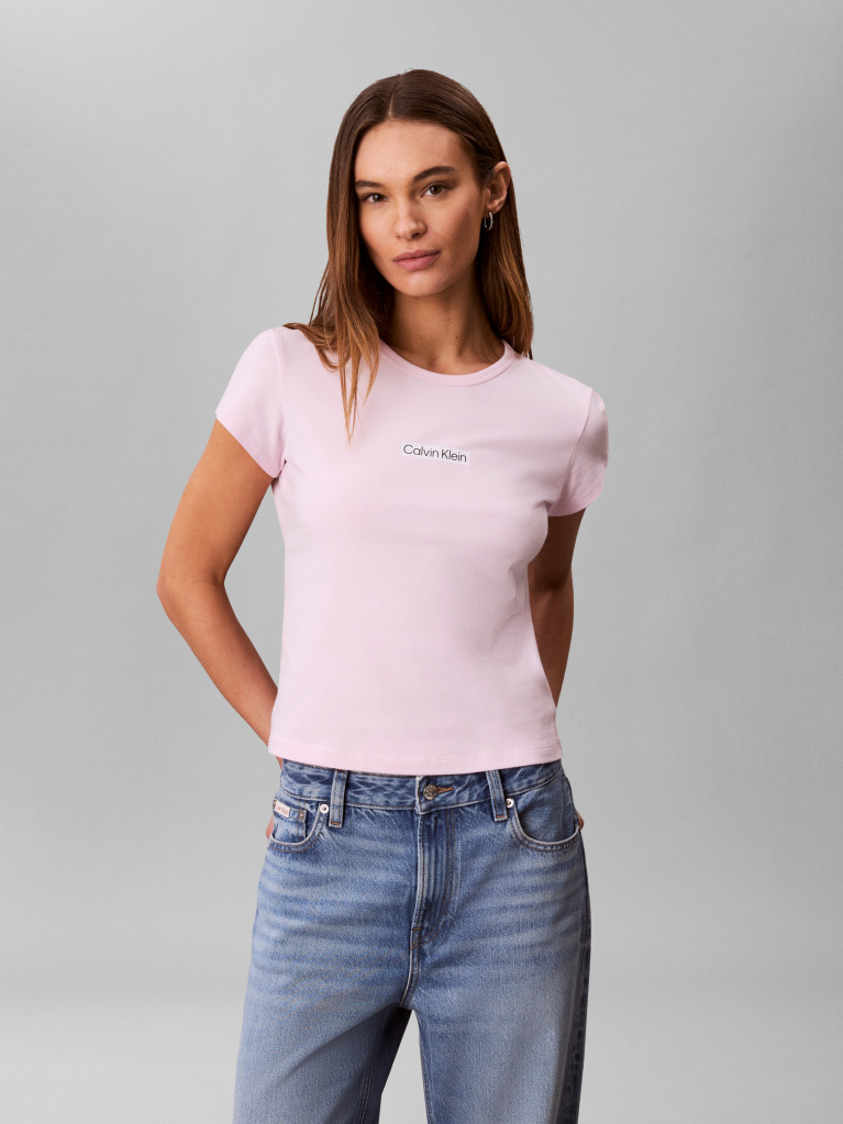 Ροζ T-Shirt Με Baby Εφαρμογή  Γυναίκα