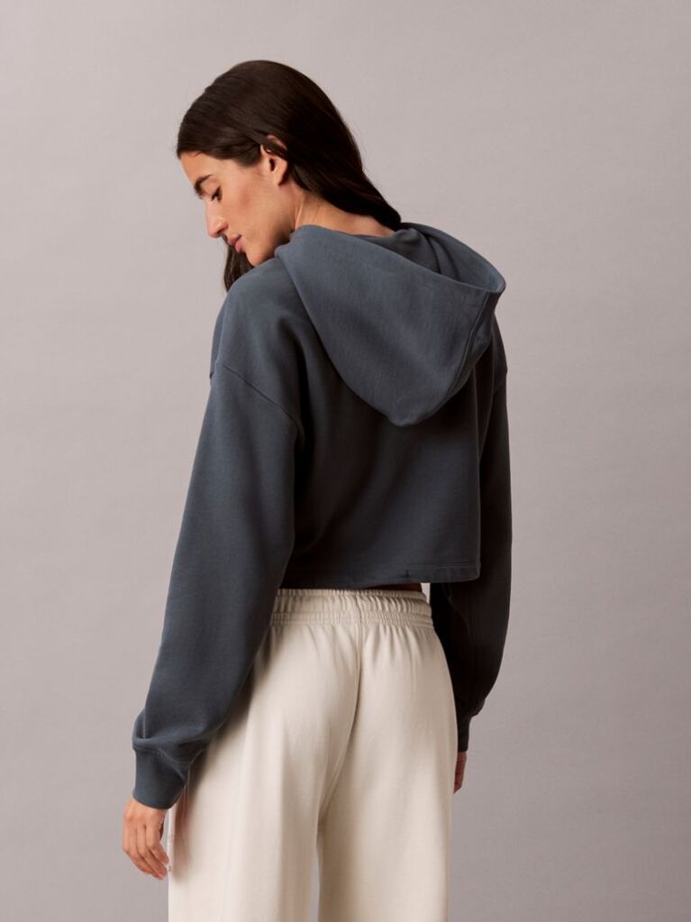 Μπλε Κοντό Hoodie Από Terry Με Monologo  Γυναίκα