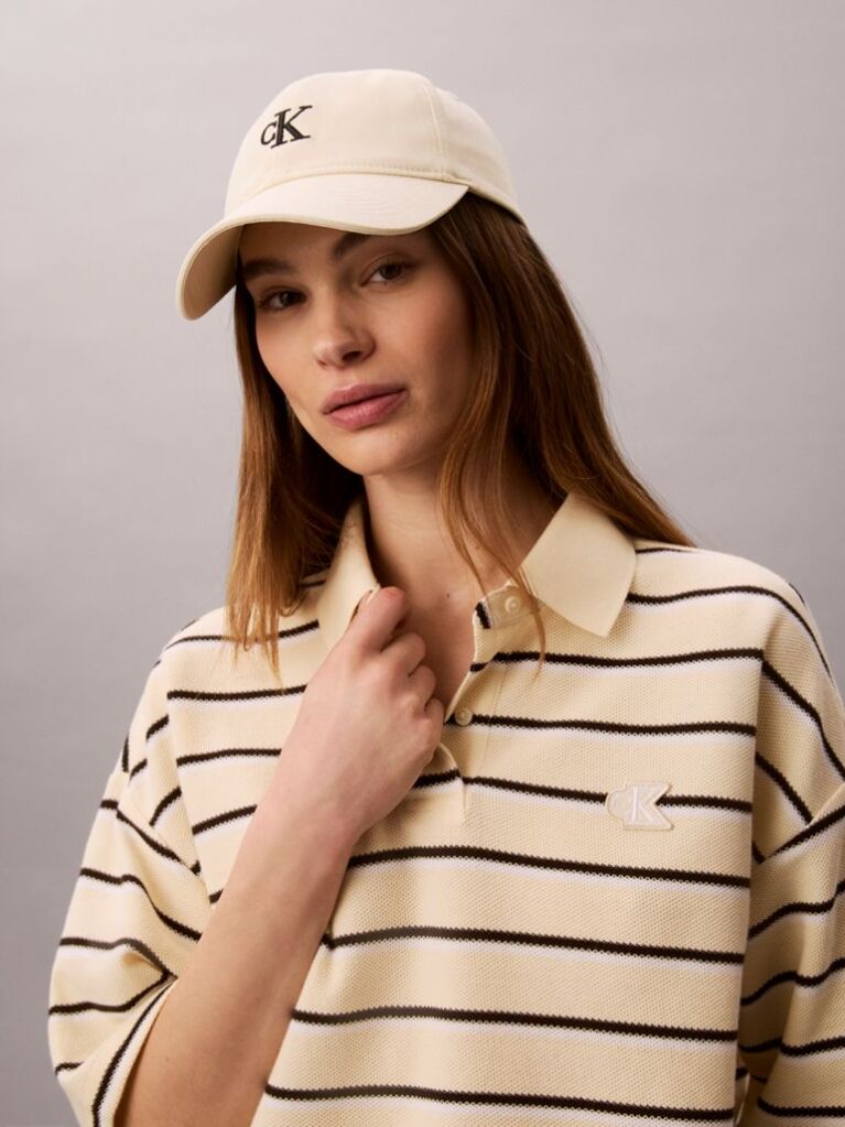 Μπεζ Κοντό Boxy Polo Με Ρίγες  Γυναίκα
