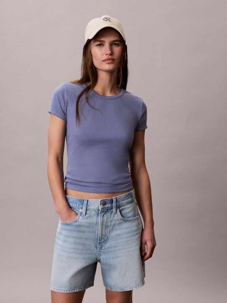 Denim Ψηλόμεσο Άνετο Denim Σορτς  Γυναίκα