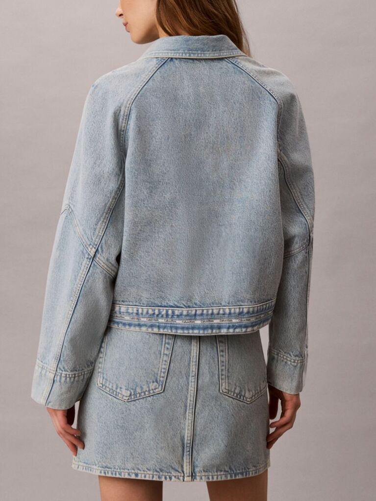 Denim Boxy Denim Τζάκετ Με Ρίγα Λογότυπου  Γυναίκα