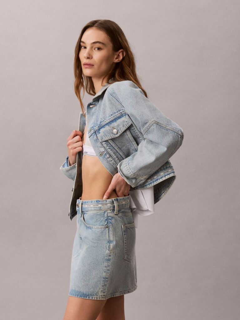 Denim Boxy Denim Τζάκετ Με Ρίγα Λογότυπου  Γυναίκα