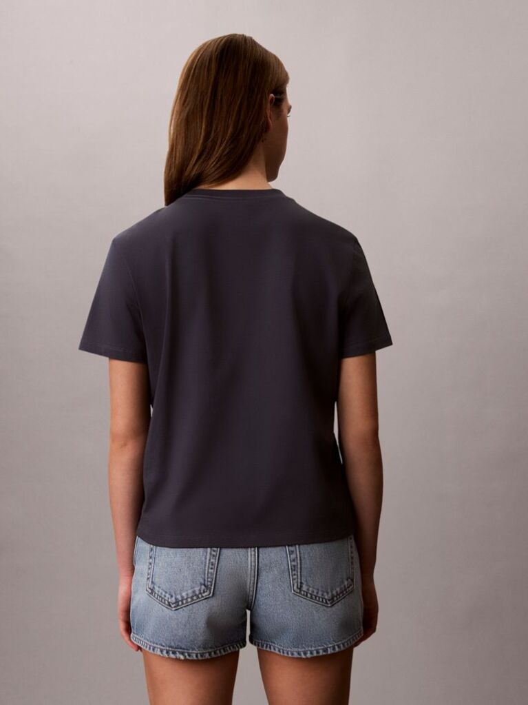 Μπλε T-Shirt Με Χειρόγραφο Γραφικό Σχέδιο Και Στρογγυλή Λαιμόκοψη  Γυναίκα