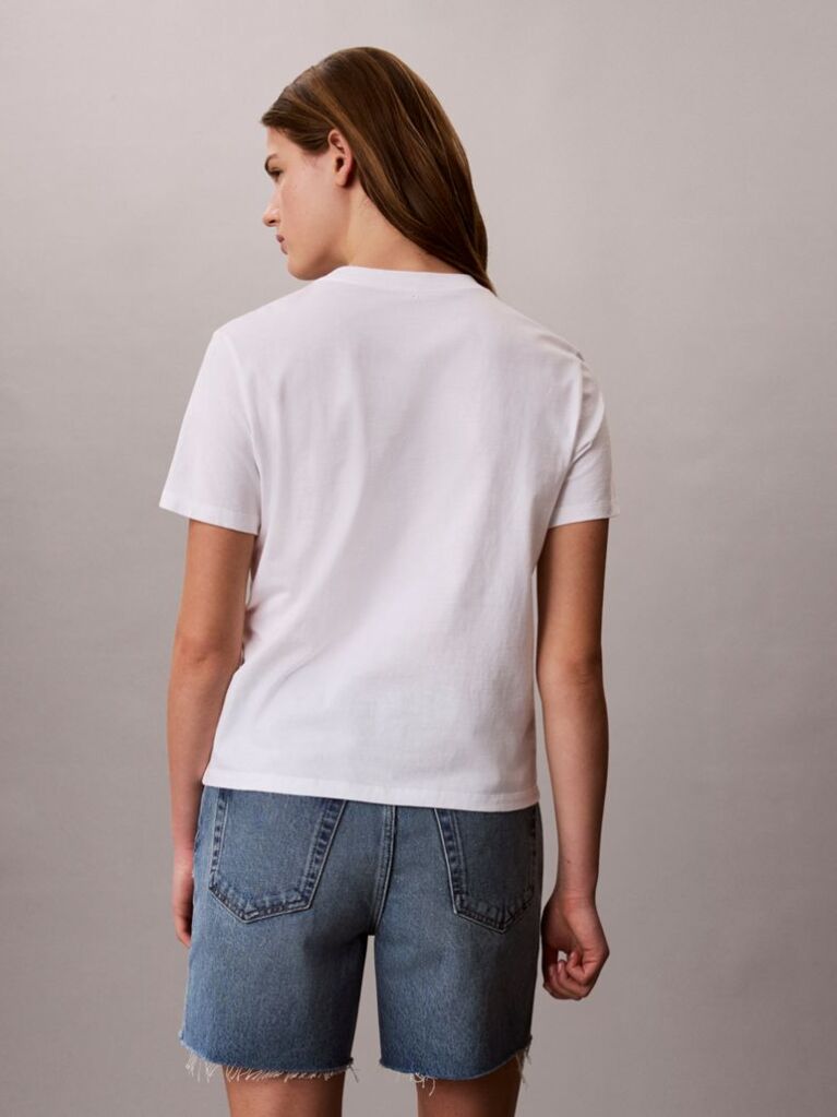 Λευκό T-Shirt Με Χειρόγραφο Γραφικό Σχέδιο Και Στρογγυλή Λαιμόκοψη  Γυναίκα
