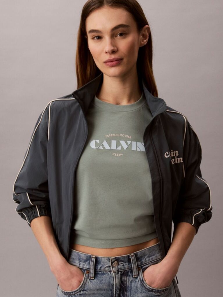 Πράσινο T-Shirt Με Ρετρό Λογότυπο Και Στρογγυλή Λαιμόκοψη  Γυναίκα
