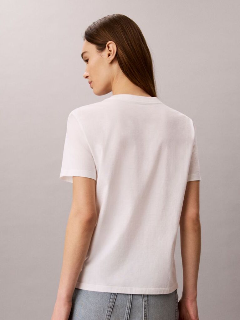 Λευκό T-Shirt Με Ρετρό Λογότυπο Και Στρογγυλή Λαιμόκοψη  Γυναίκα