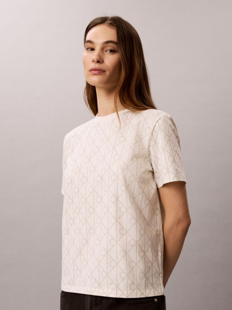 Λευκό T-Shirt Με Print Εμβλήματος Και Στρογγυλή Λαιμόκοψη  Γυναίκα