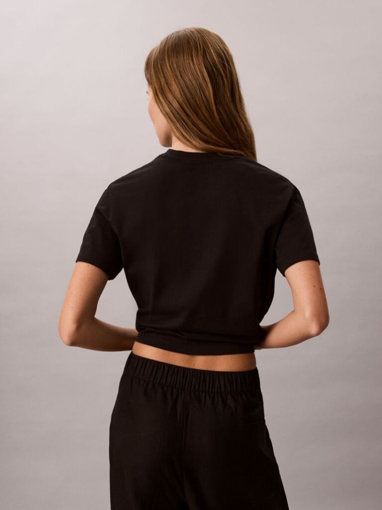 Μαύρο T-Shirt Monologo Με Στρογγυλή Λαιμόκοψη  Γυναίκα