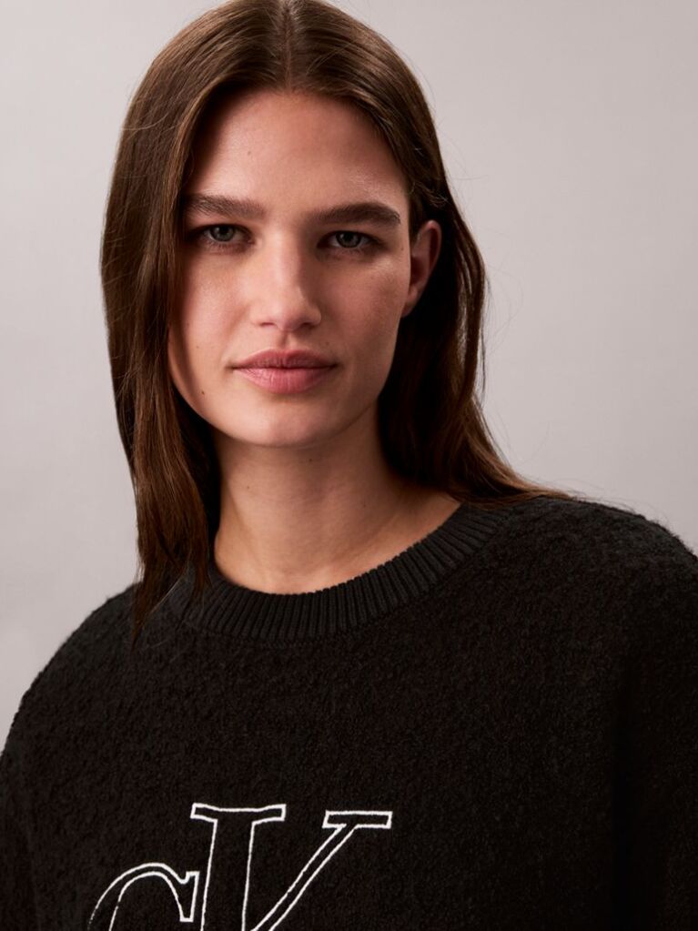Black Monogram Bouclé Crew Neck Jumper  Women