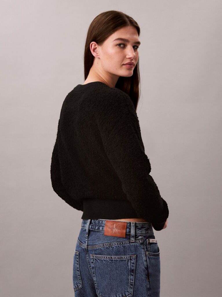Black Monogram Bouclé Crew Neck Jumper  Women