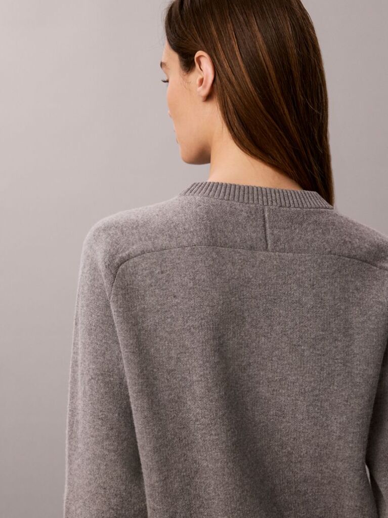 Grey Monogram Wool Blend Raglan Sleeve Jumper  Women