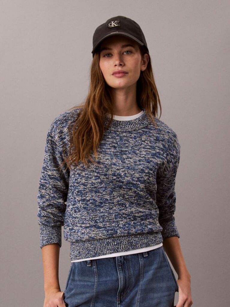 Blue Monogram Label Chunky Mouliné Jumper  Women