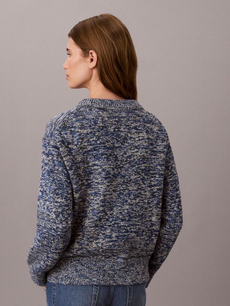 Blue Monogram Label Chunky Mouliné Jumper  Women