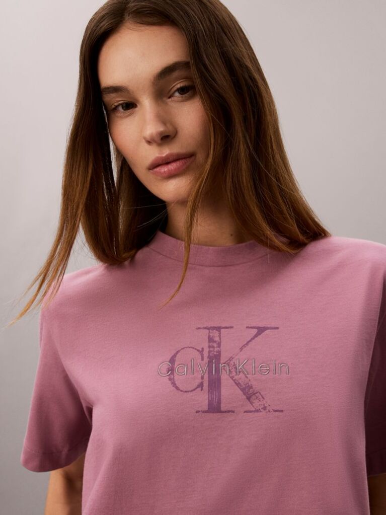 Ροζ T-Shirt Με Boxy Γραμμή Και Μονόγραμμα  Γυναίκα