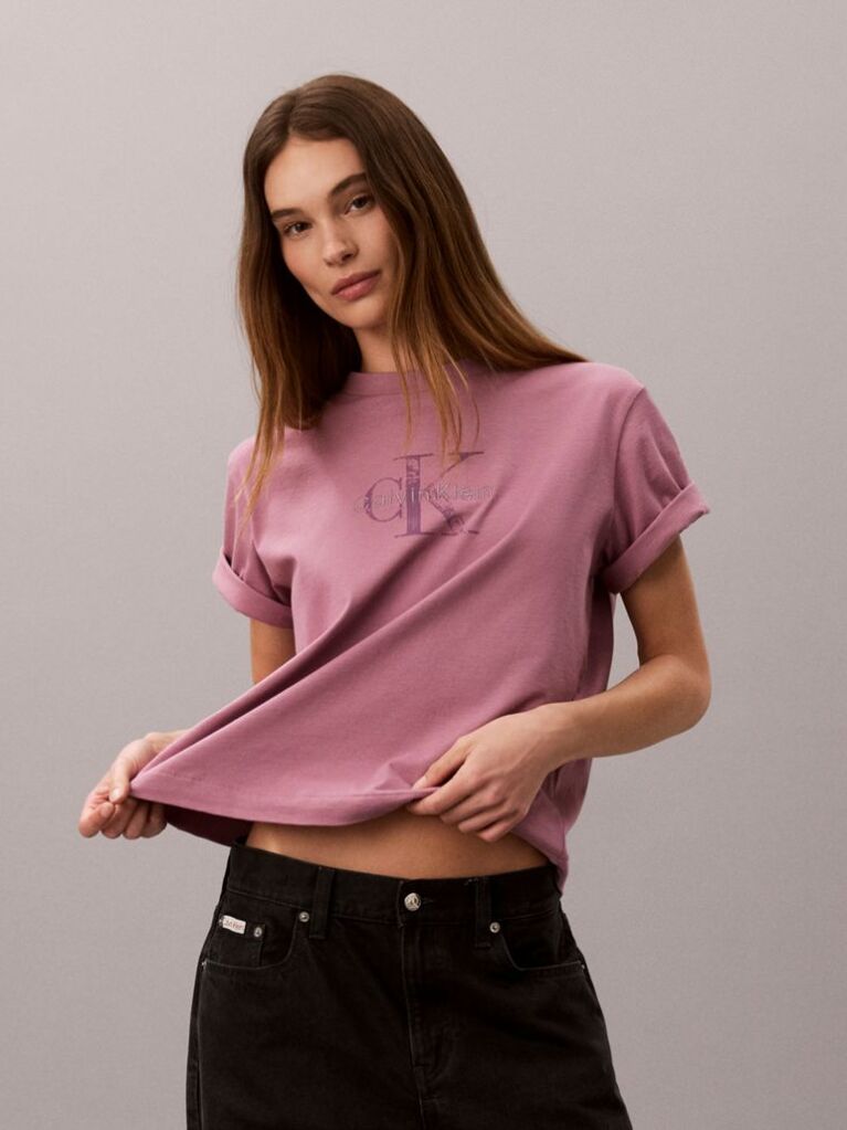 Ροζ T-Shirt Με Boxy Γραμμή Και Μονόγραμμα  Γυναίκα