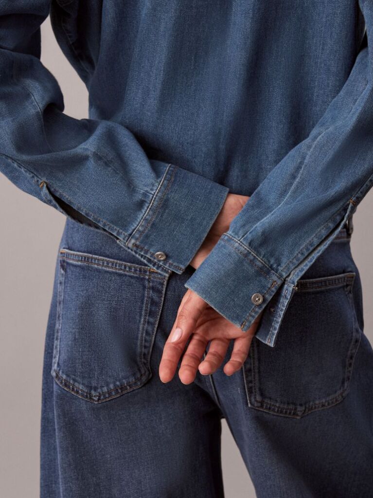 Denim Πουκάμισο Με Cropped Γραμμή  Γυναίκα
