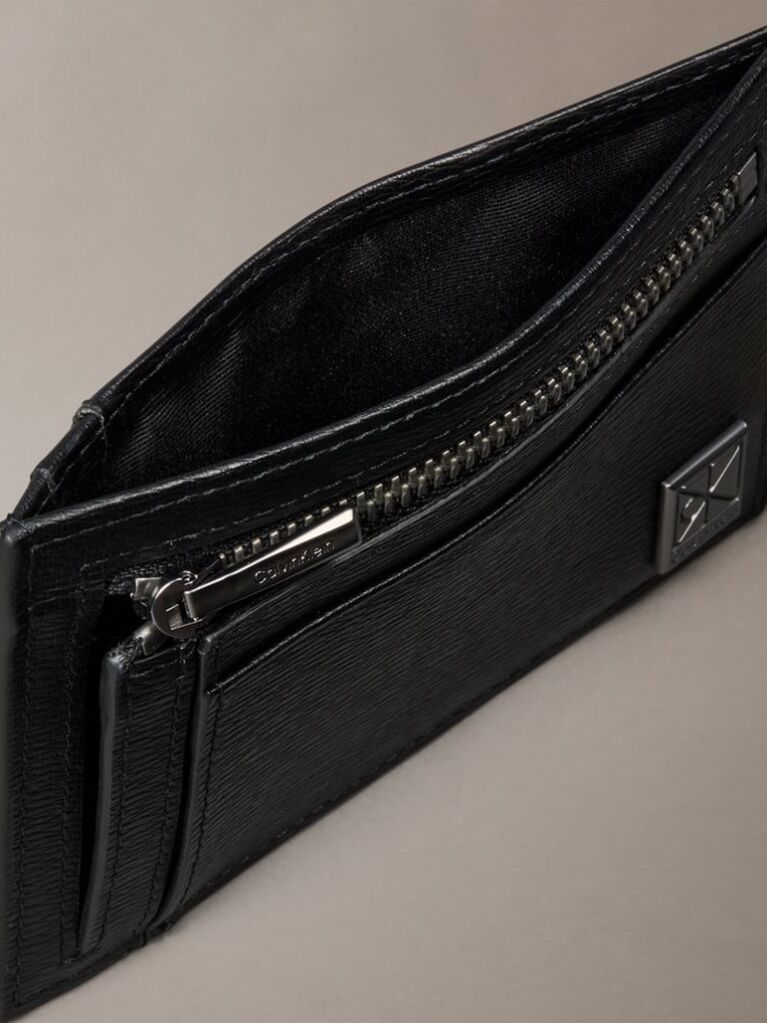 Black Emblem Logo Textured Cardholder  Men