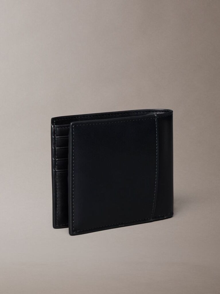 Black Leather RFID Slimfold Wallet  Men