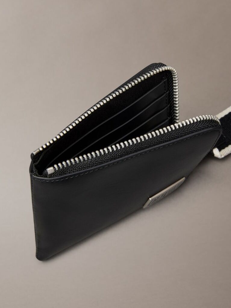 Black Leather Carry Handle Zipped Wallet  Men