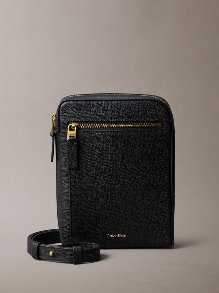 Black Premium Leather Crossbody Bag  Men