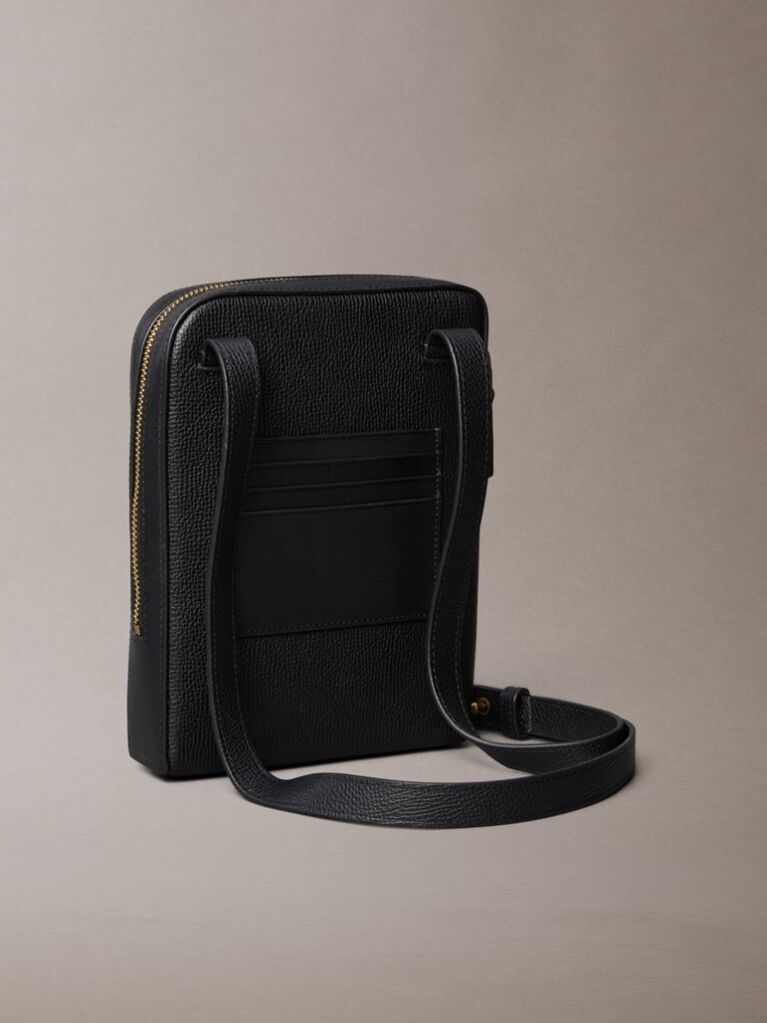 Black Premium Leather Crossbody Bag  Men