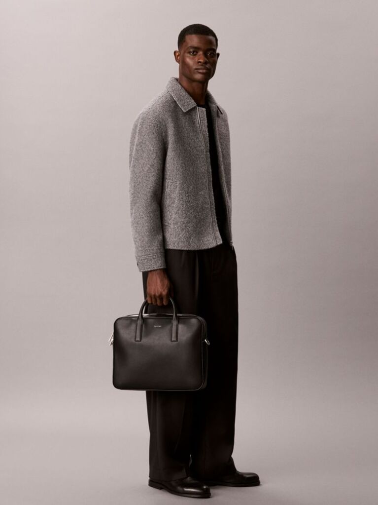 Black Micro Pebble Laptop Bag  Men