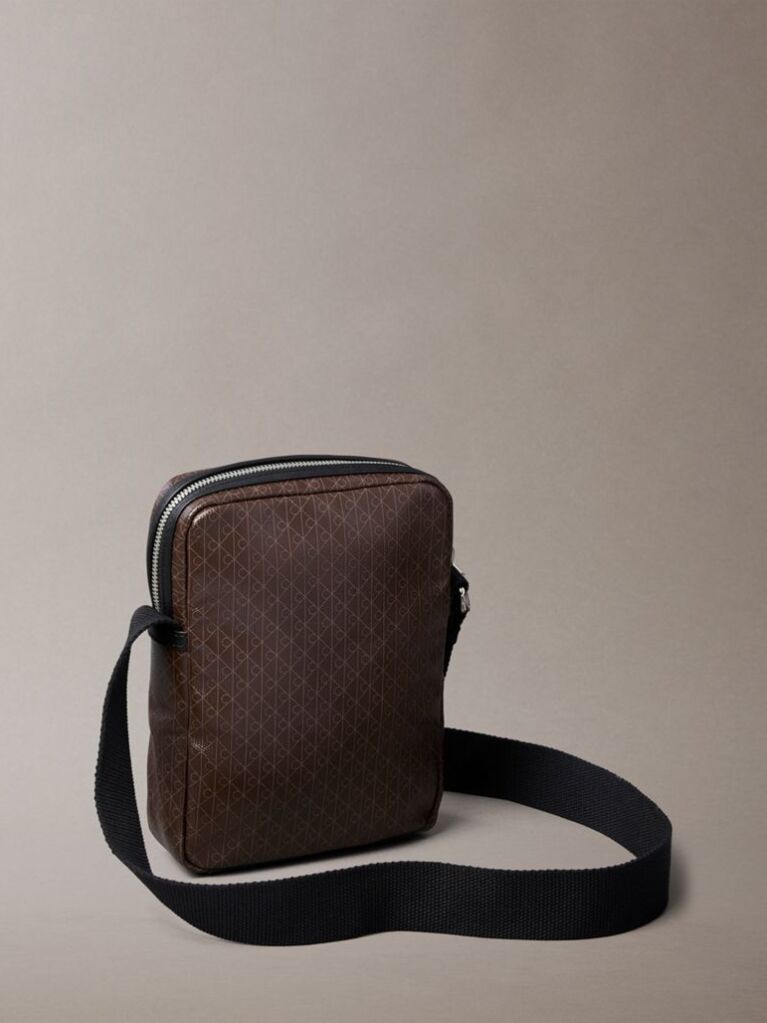 Brown Allover Emblem Logo Reporter Bag  Men