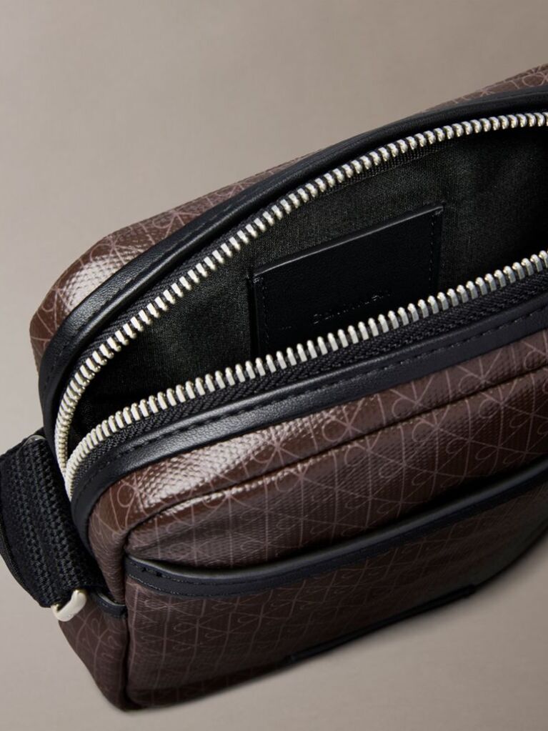 Brown Allover Emblem Logo Reporter Bag  Men