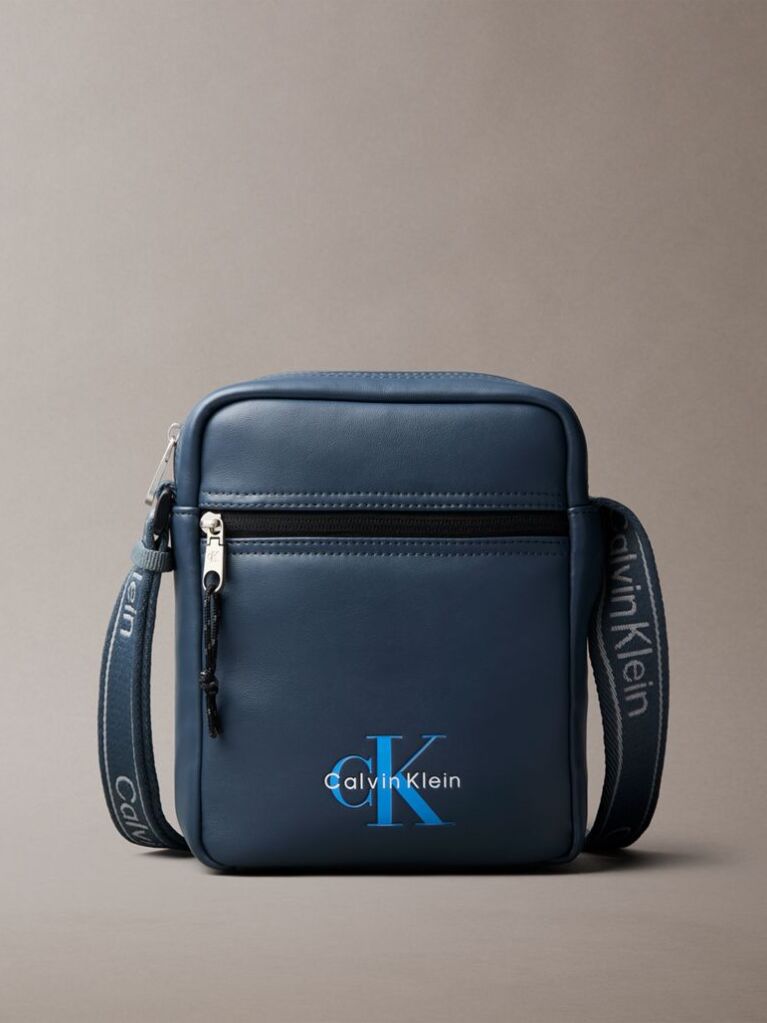 Blue Monologo Webbing Strap Reporter Bag  Men