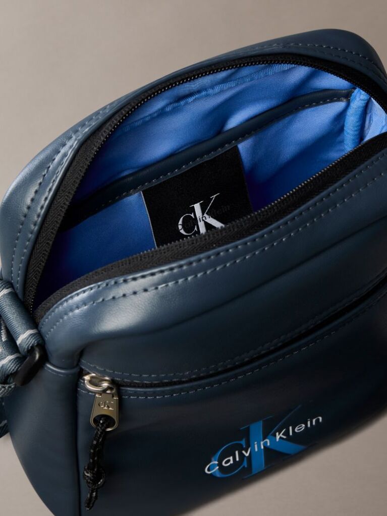 Blue Monologo Webbing Strap Reporter Bag  Men